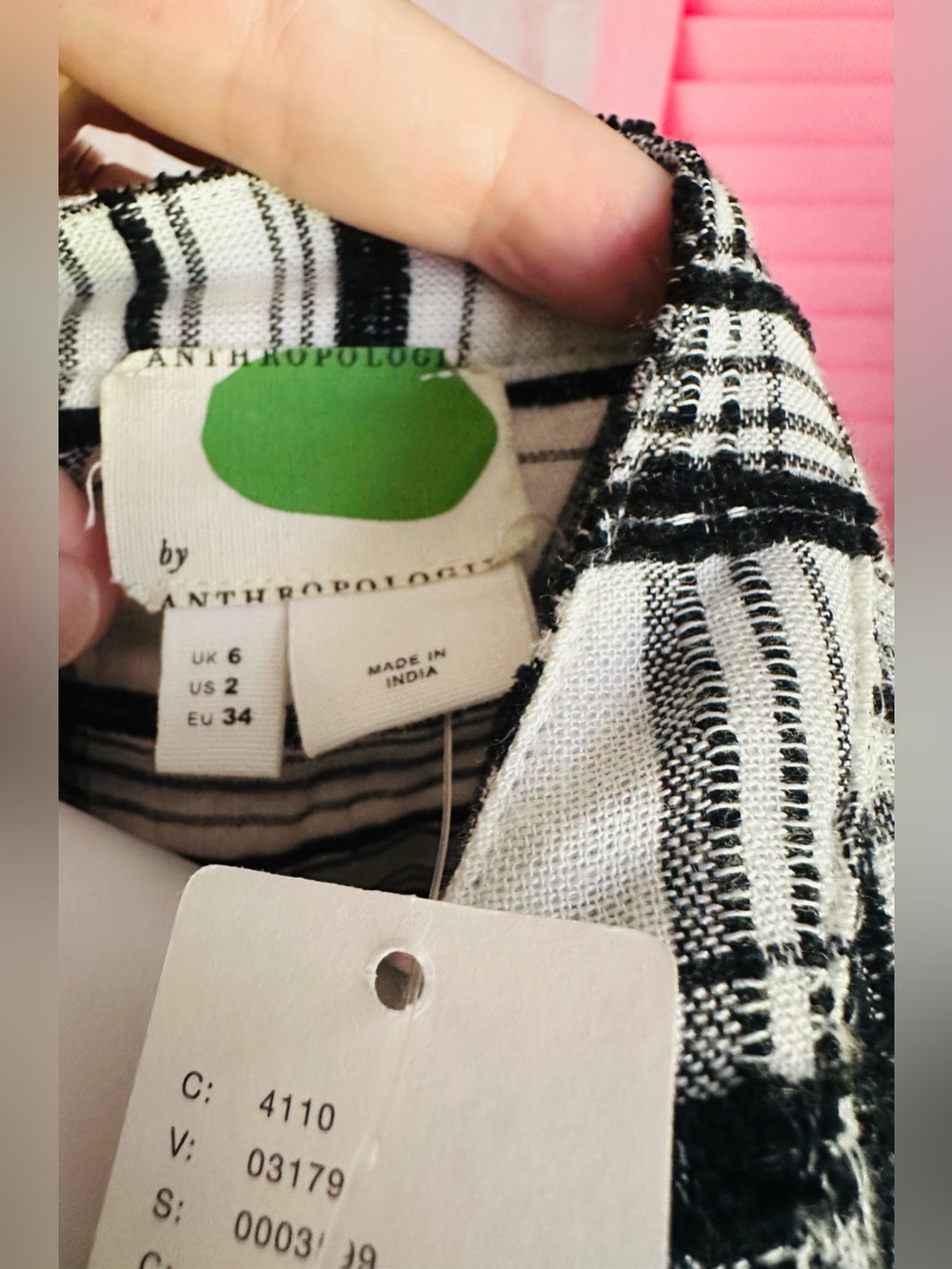 Anthropologie Black & White Plaid Belted Tunic - Picture 8 of 8